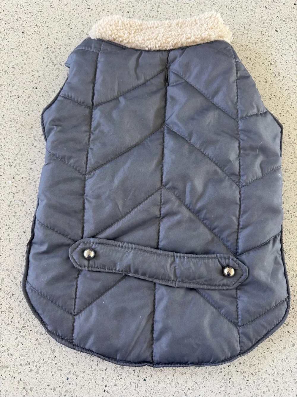 Dog Quilted Grey Jacket with Sherpa Collar and adjustable straps